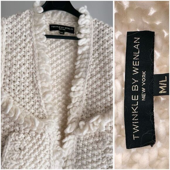 Anthropology Twinkle by Wenlan Cream 100% Wool Vest M-L - Picture 3 of 4